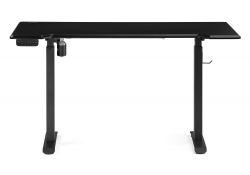 Компьютерный стол Маркос с механизмом подъема 140х80х75 черный / шагрень черная