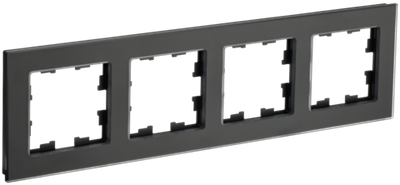 BRITE Рамка 4-местная РУ-4-2-Бр стекло черный матовый IEK