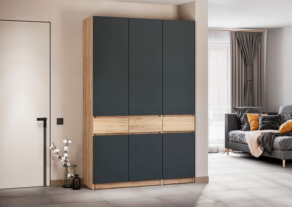 Шкаф трехстворчатый Стоуби ШК-1500 (дуб крафт золотой/глянец белый), Интерьер Центр, г.Пенза