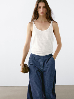 Massimo Dutti Джинсы с высокой посадкой и очень широкими штанинами, средний синий