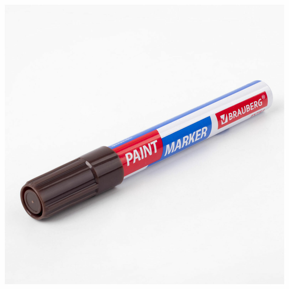 Маркер-краска лаковый EXTRA (paint marker) 4 мм КОРИЧНЕВЫЙ усиленная нитро-основа BRAUBERG (12 штук в упаковке)
