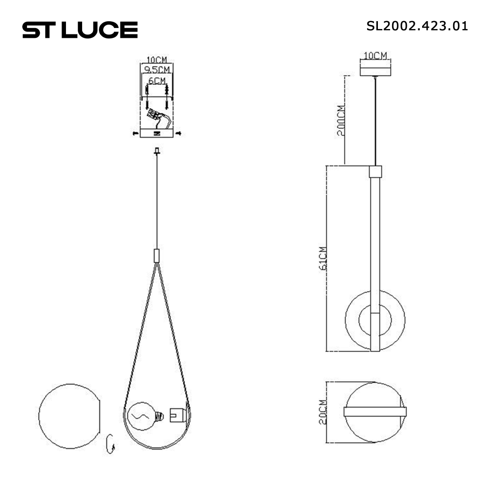 SL2002.423.01 Светильник подвесной ST-Luce Черный, Голубой/Белый E27 1*60W