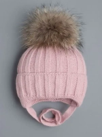 Шапка для девочки зимняя на завязках с помпоном