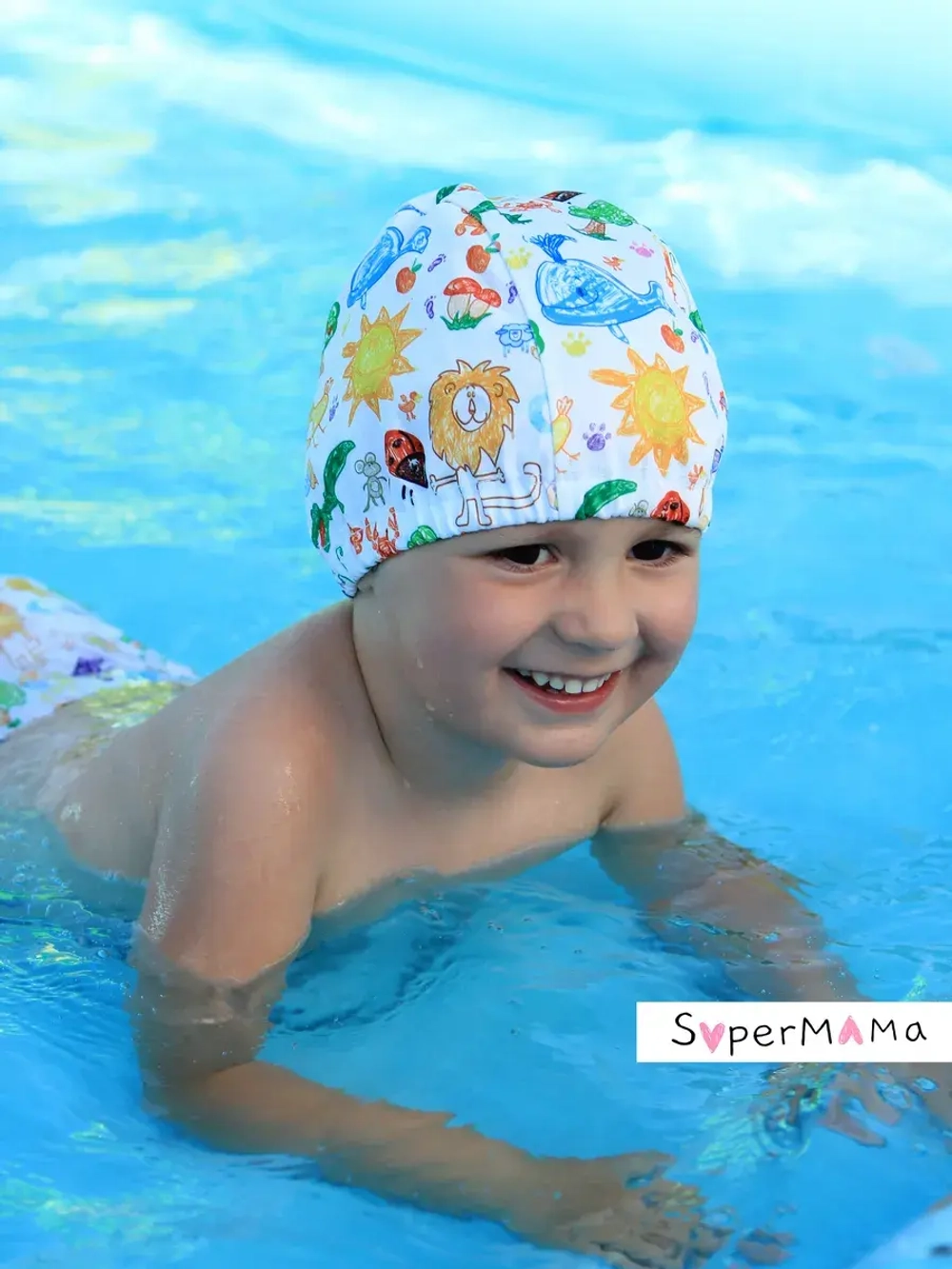 Шапочка для плавания детская непромокаемая для бассейна
