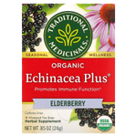 Traditional Medicinals, Organic Echinacea Plus®, бузина, без кофеина, 16 чайных пакетиков, 24 г (0,85 унции)