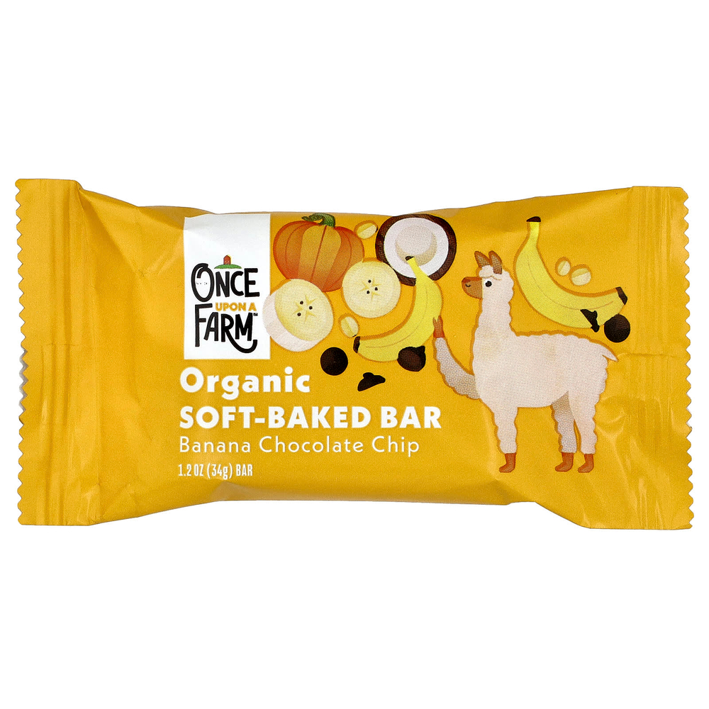 Once Upon A Farm, Органический мягкий батончик, банан и шоколадная крошка, 4 батончика по 34 г (1,2 унции)