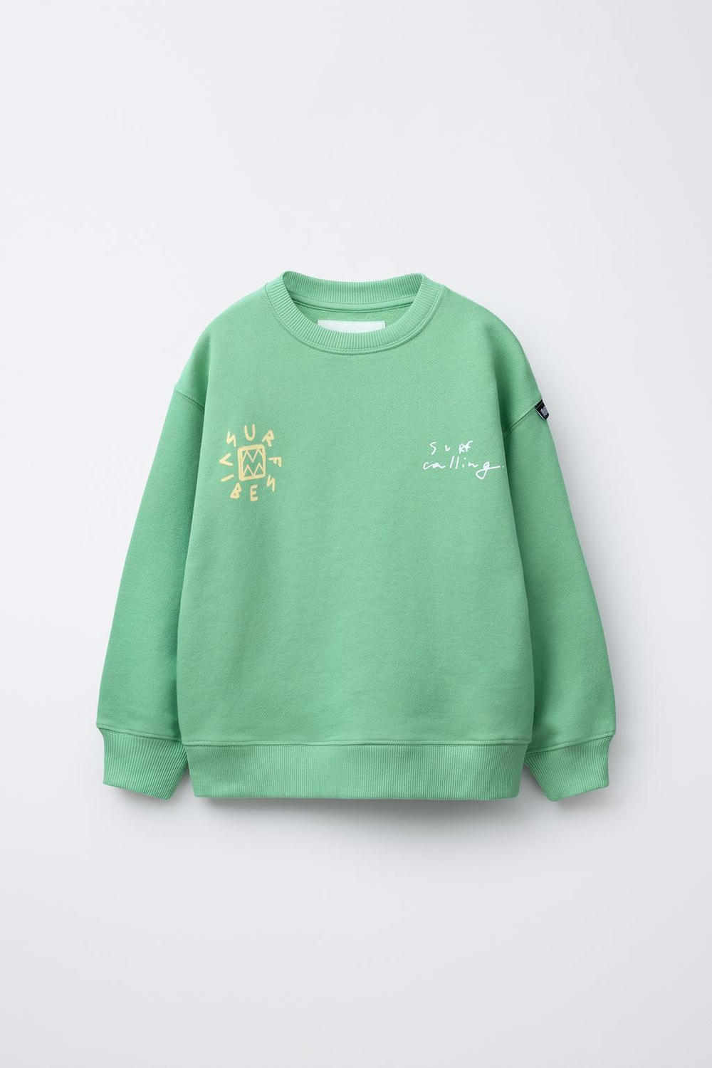 ZARA ТОЛСТОВКА С ПРИНТОМ «СЕРФИНГ», ЗЕЛЕНЫЙ