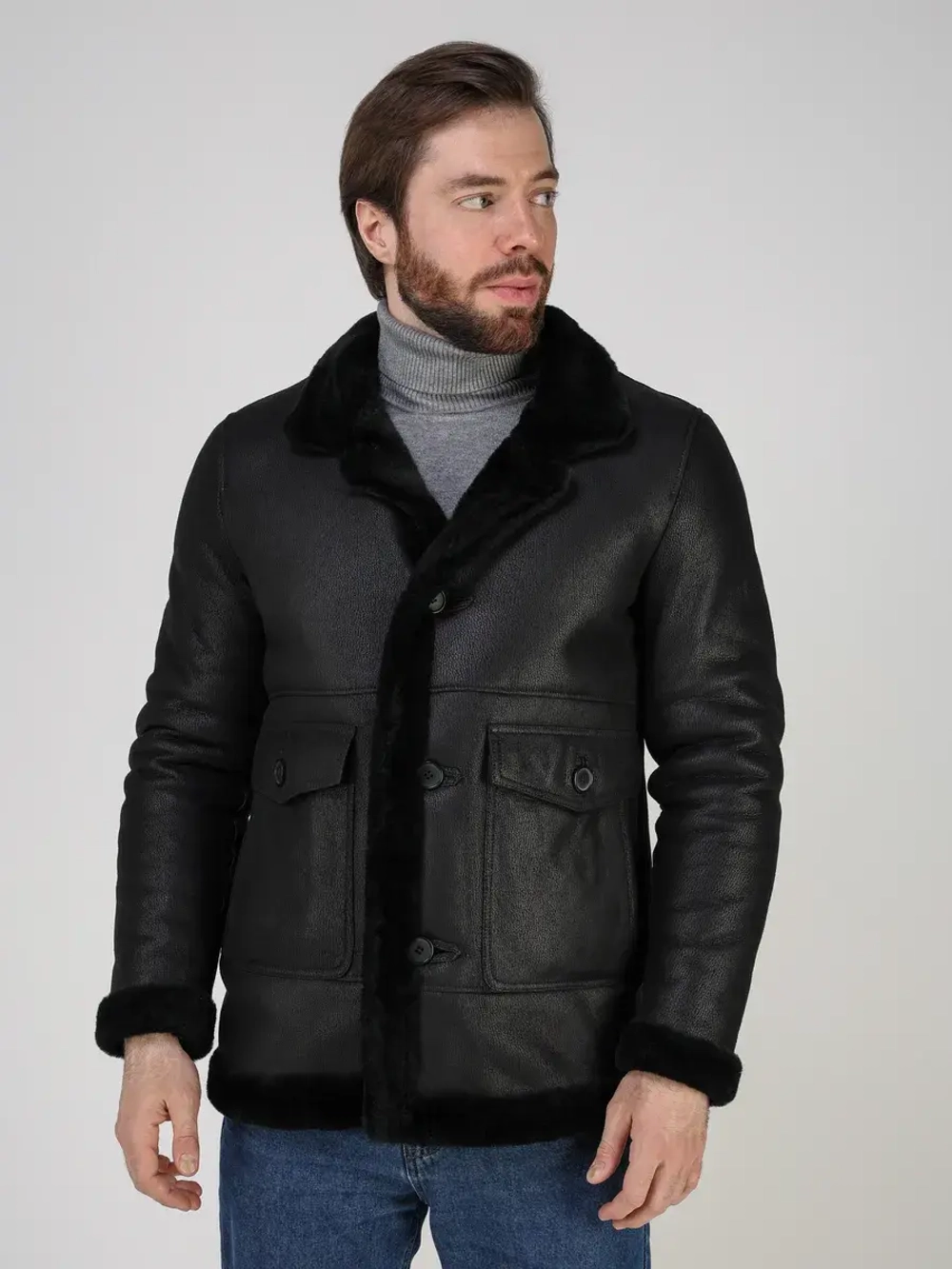 Дубленка зимняя куртка натуральная с капюшоном