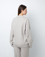 Поло объемного кроя из смесового кашемира серо-бежевый