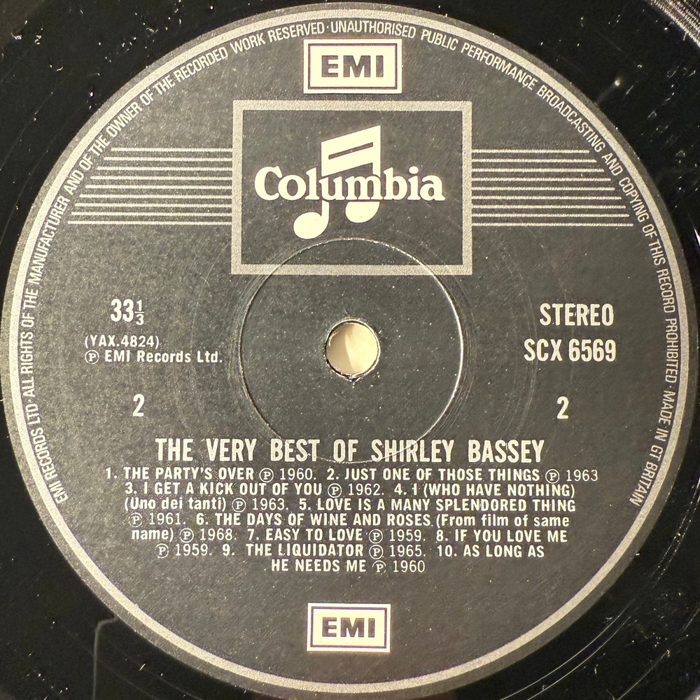 Shirley Bassey ‎– The Very Best Of Shirley Bassey (Англия 1974г.) Promo