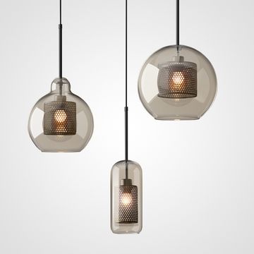 Стеклянный светильник подвес в стиле лофт  CATCH-AMBER