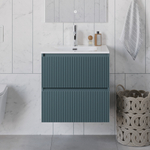 Тумба с раковиной подвесная BelBagno UNO-600-2C-SO-AO Голубой матовый, раковина белая BB-8099-60