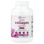 Micro Ingredients, комплекс пептидов коллагена нескольких типов, с биотином, витамином C и гиалуроновой кислотой, 240 капсул