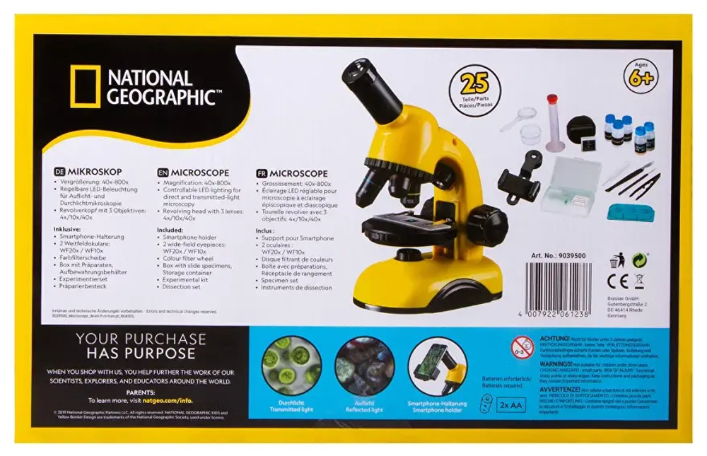 Микроскоп Bresser National Geographic 40x-800x с держателем для смартфона