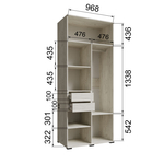 Шкаф-пенал Лилль с полками и штангой дуб крафт белый/дуб крафт табачный