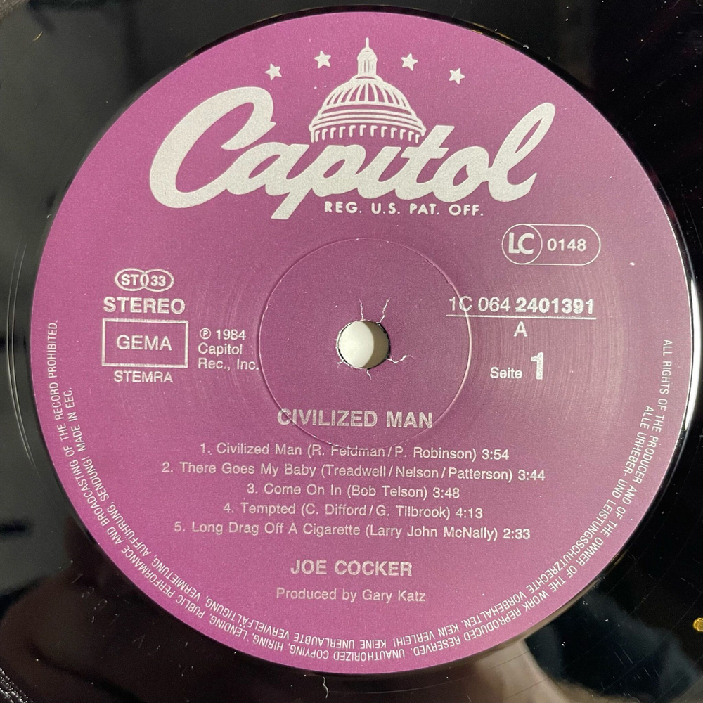 Винтажная виниловая пластинка LP Joe Cocker Civilized Man (Germany 1984) A Girl Like You