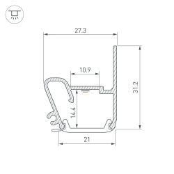Профиль STRETCH-S-20-WALL-SIDE-2000 (RESPECT-ST) (Arlight, Алюминий) 040701