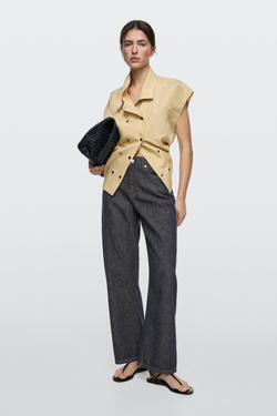 Massimo Dutti Джинсы с высокой талией и облегающим кроем, темно-синий