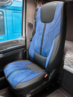 Чехлы Люкс DAF XF 106 (экокожа, черный цвет, синяя вставка)