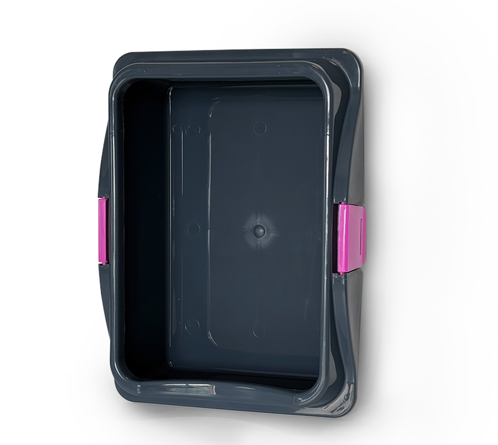 Туалет лоток для кошек ZOOSET с рамкой на защелках 41*30*14 см серый/сиреневый