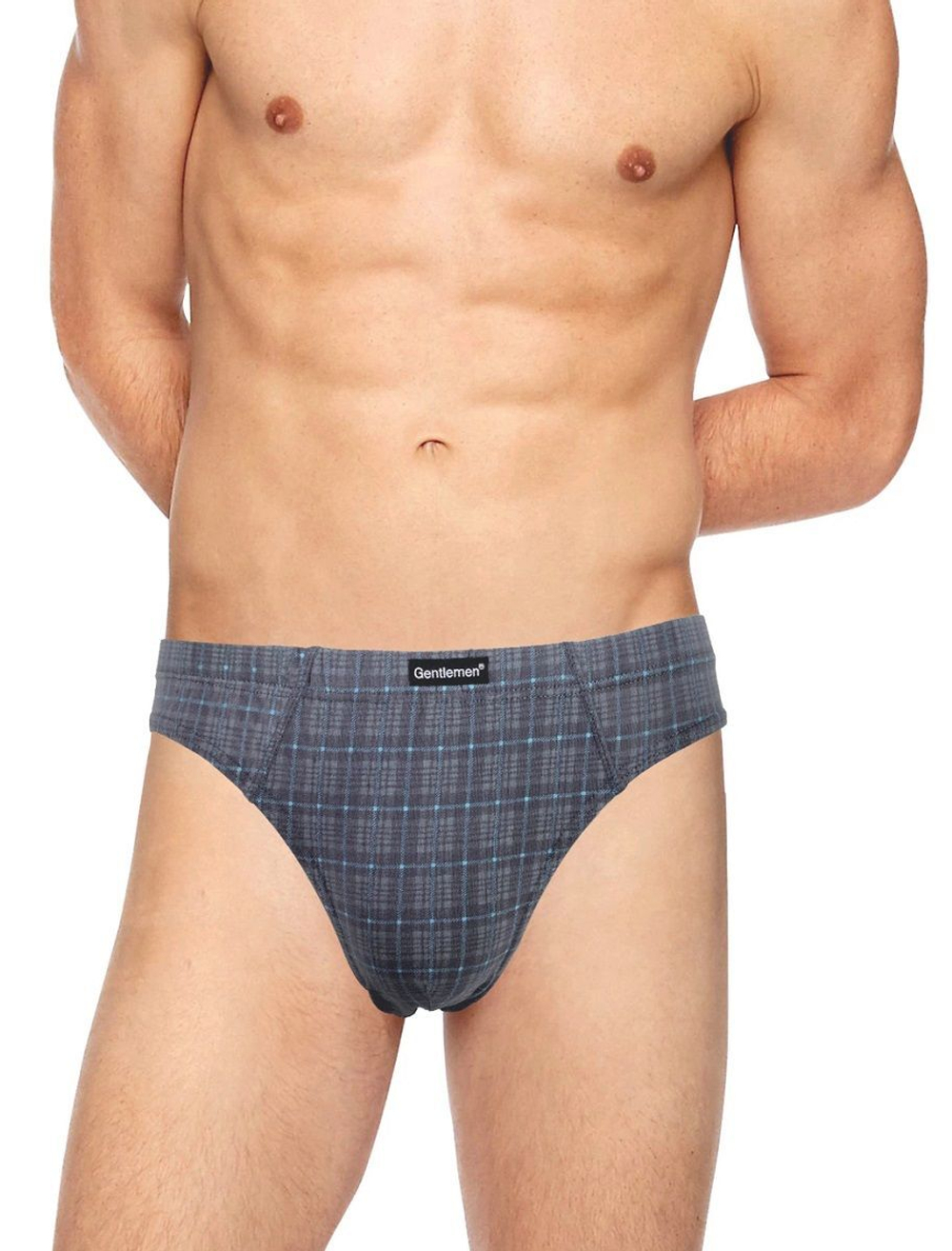 Комплект из 2 трусов-слипов в клетку (Размер: XXL) (Цвет: серый с синим)