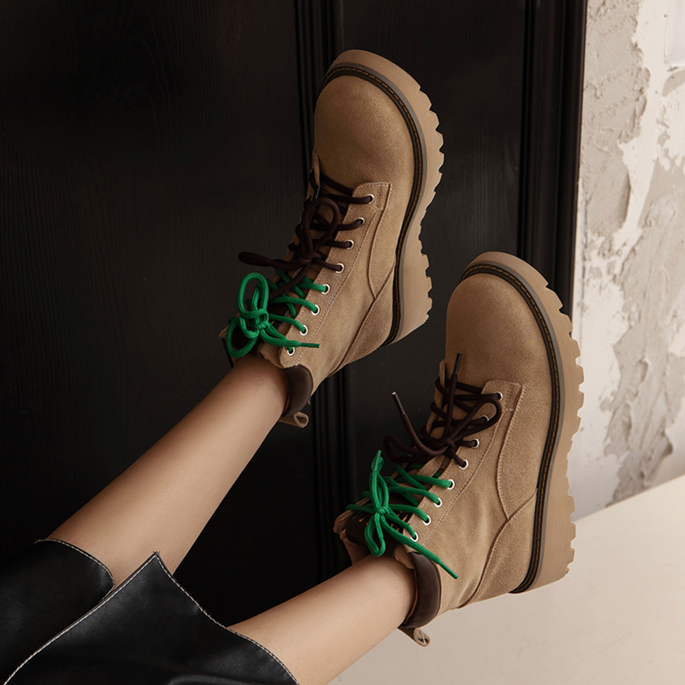 XIAOAJUE Short Combat Boots 3.5cm Women"s