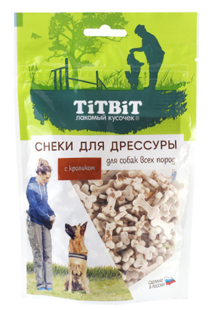 TITBIT Лакомство для собак Снеки для дрессировки с кроликом, 100 г