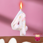 Свечи в торт "Белый мрамор" №4, 8 см