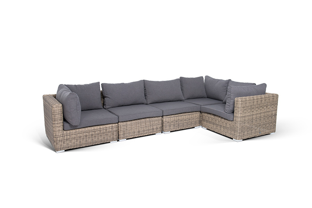 "Лунго" трансформирующийся диван из искусственного ротанга, цвет соломенный