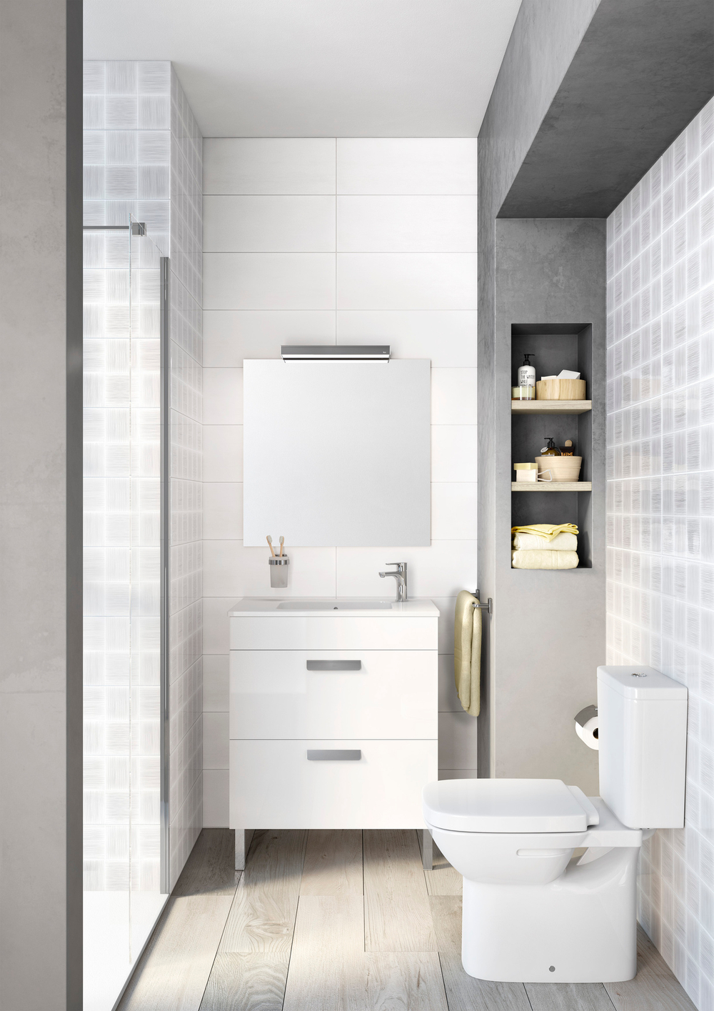 Тумба Debba 600 2 ящика, белый глянец/Раковина Debba Compact Unik 60, ZRU9307638