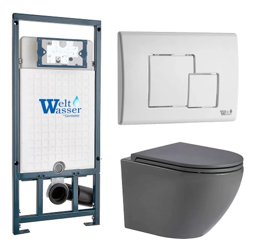 Унитаз с инсталляцией WeltWasser MARBERG 507 + MERZBACH 043 MT-GR + MAR 507 SE GL-WT