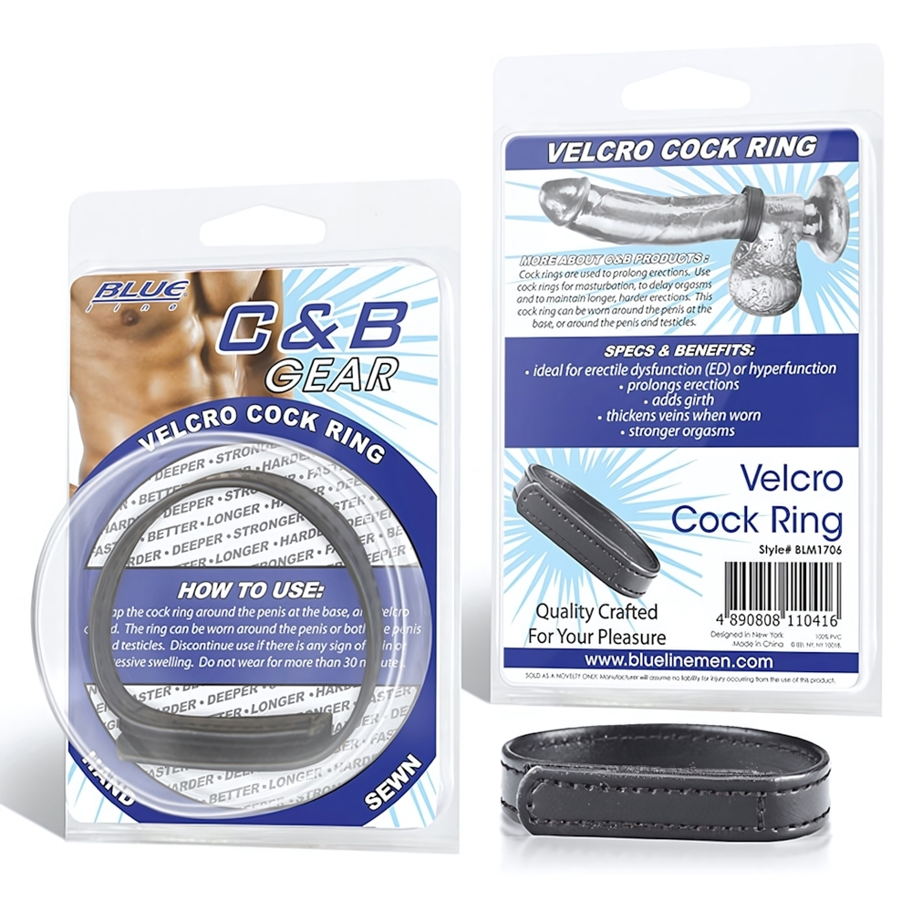 Кольцо на пенис из искусственной кожи на липучке VELCRO COCK RING - 5 см. (Цвет: черный)