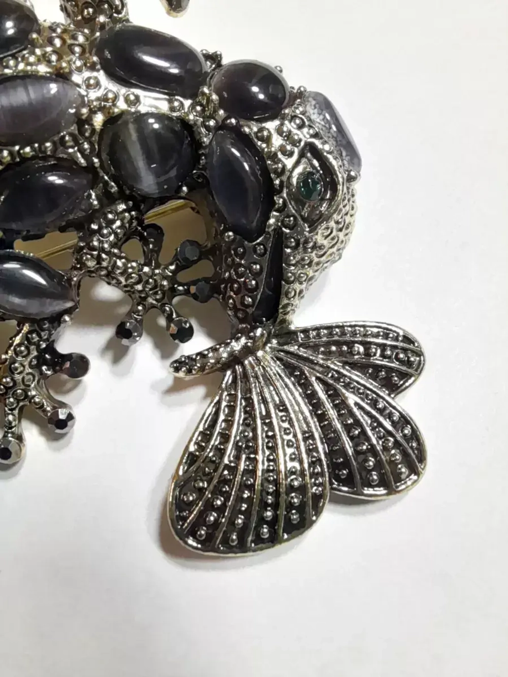 Брошь-кулон Ящерица с бабочкой серебро античное