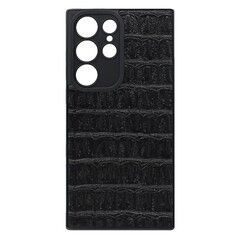 Силиконовый чехол под кожу крокодила для Samsung Galaxy S23 Ultra (Черный)