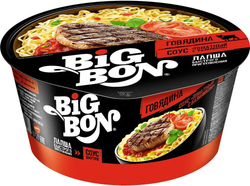 Лапша Big Bon Говядина+соус томатный с базиликом 95 гр