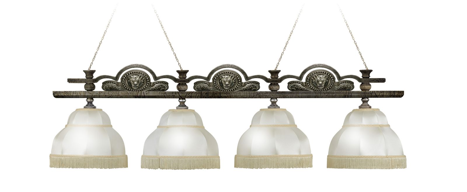 Лампа Лео II 4пл. клен (Авт. № 2,бархат зеленый,бахрома желтая,фурнитура золото) фото №5