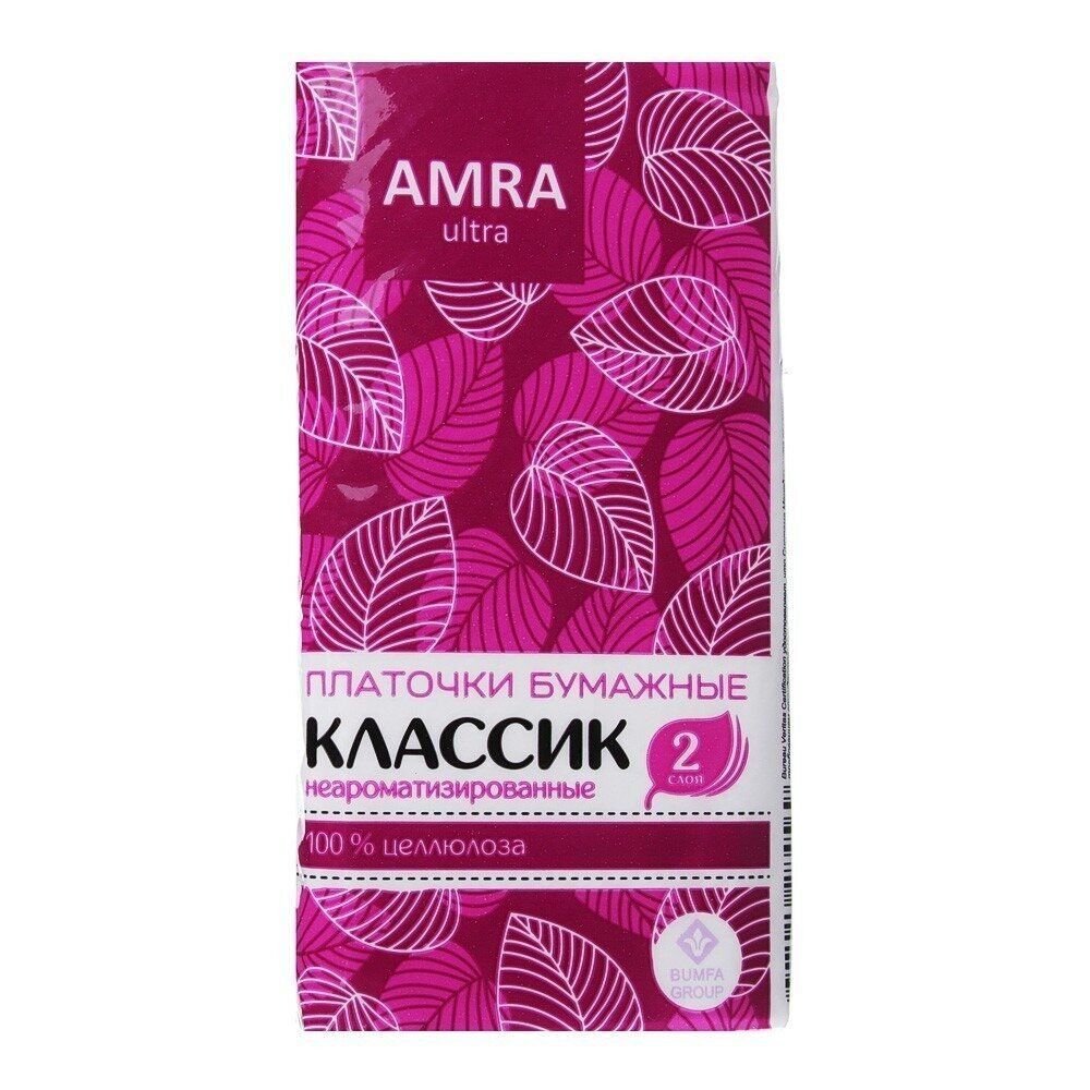 Amra Платочки бумажные, белые, двухслойные, неароматизированные, 10 шт