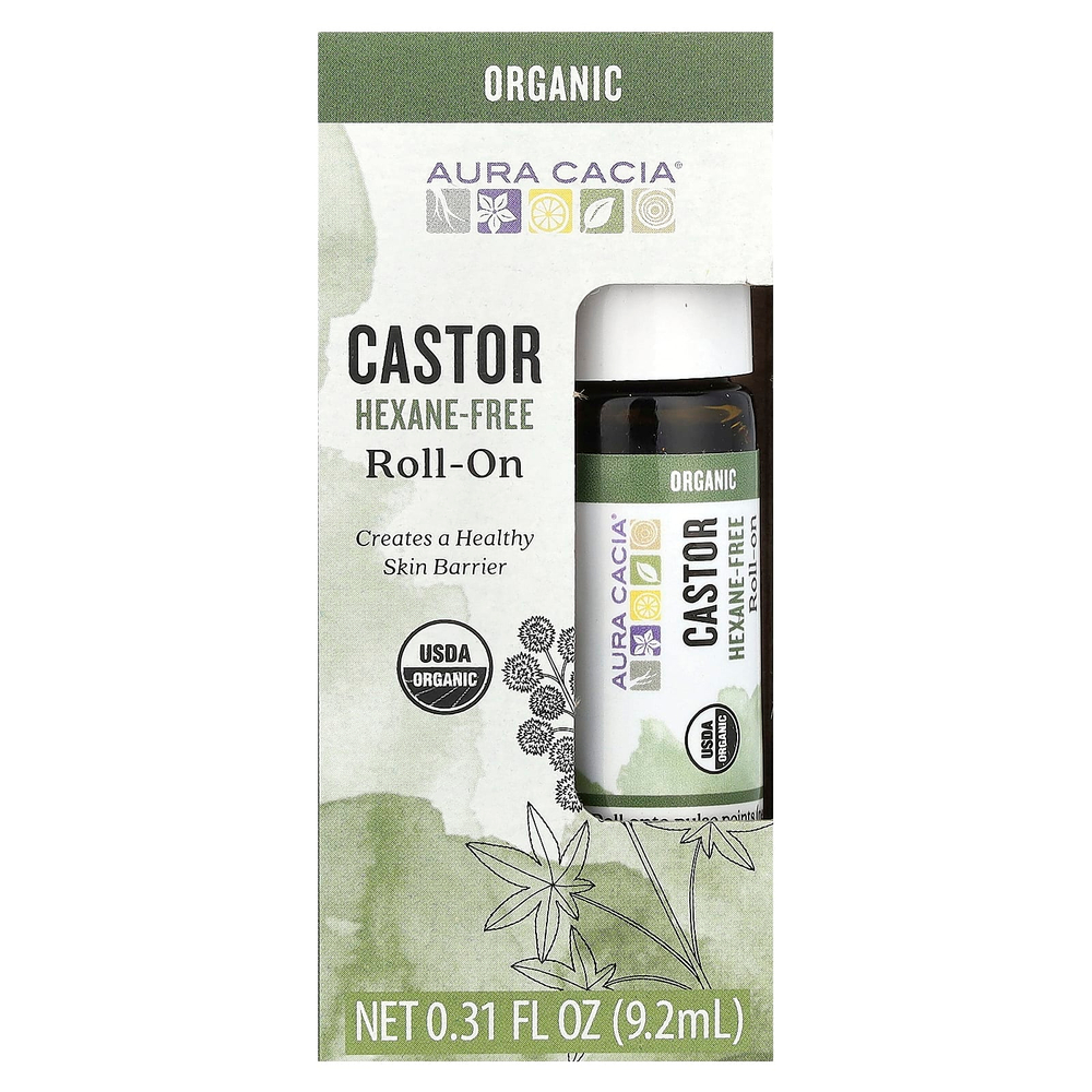 Aura Cacia, Roll-On, касторовое средство, 9,2 мл (0,31 жидк. Унции)