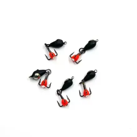 Мормышка вольф. безнасадочная "ЯМАН" Дьявол с коронкой из никеля и подвесным тройником, d-3 мм, вес 0,6 г, капля с глазком, цв. флуор. Желтый