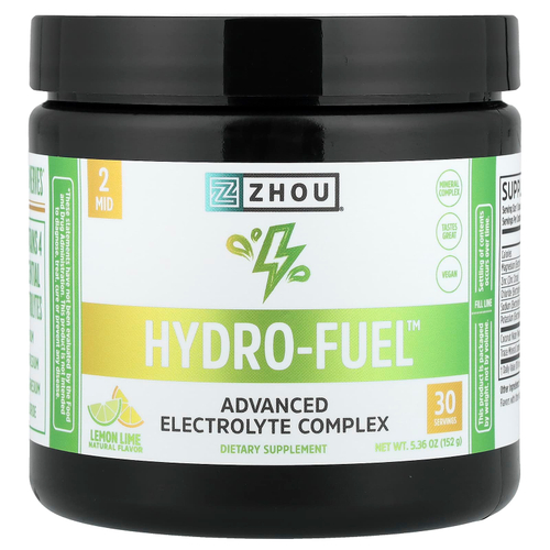 Zhou Nutrition, Hydro-Fuel™, улучшенный комплекс электролитов, со вкусом лимона и лайма, 152 г (5,36 унции)