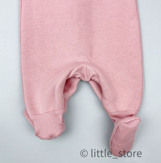 Комбинезон из футера с начесом "Смайлики" Пудра