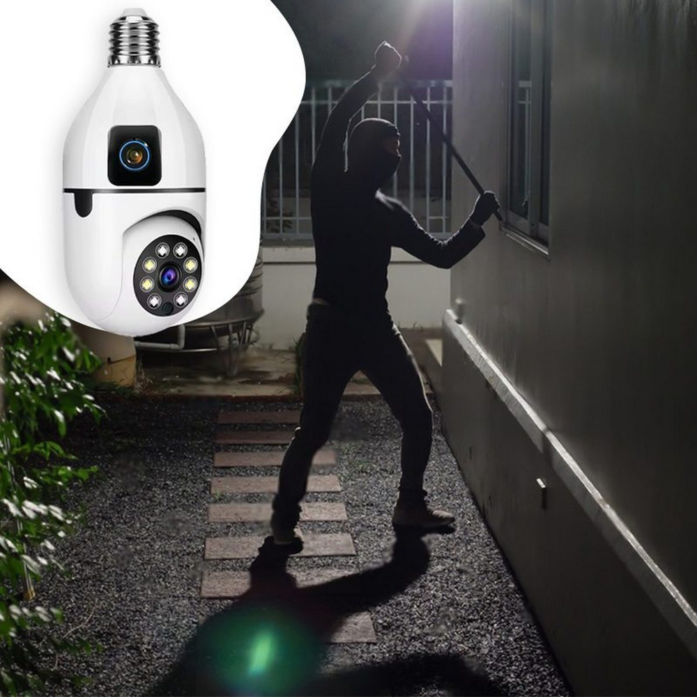 Wi-fi Smart камера в патрон E-27 с 2-мя объективами RoHS SQ002