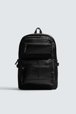 ZARA РЮКЗАК ИЗ ВЫСОКОТЕХНОЛОГИЧНОЙ ТКАНИ С КАРМАНАМИ, ЧЕРНЫЙ
