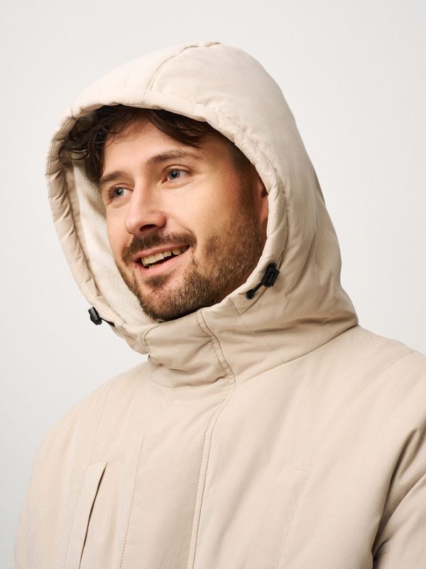 Куртка с объемными карманами зимняя бежевая - фото 6