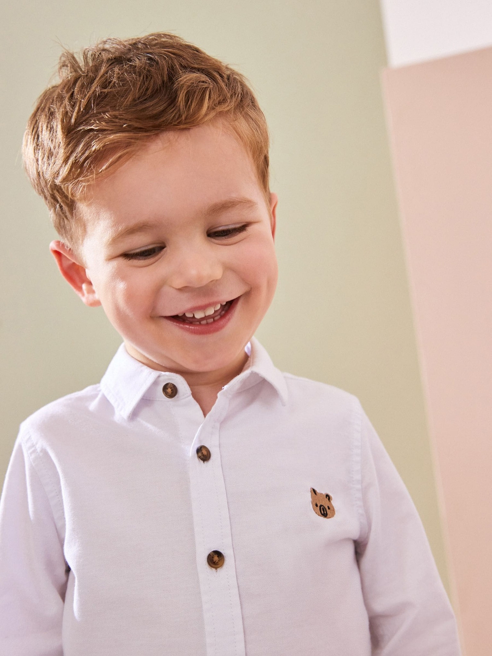 Рубашка с вышивкой для мальчика Next K83-251, Белый