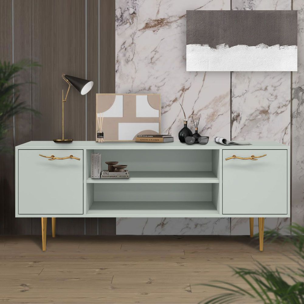 Тумба под ТВ Арт Колор matte 155см Стайл Голд Серый дым матовый