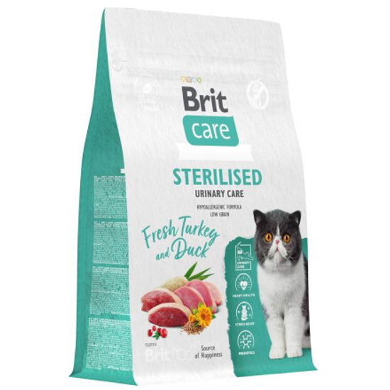 Brit Care Superpremium Cat Sterilised URINARY CARE с индейкой и уткой для стерилизованных кошек, Профилактика МКБ
