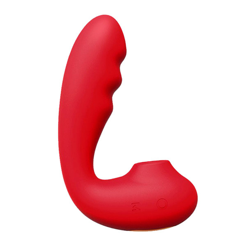 Красный вибратор 13см с вакуумной стимуляцией и нагревом BeYourLover Tara Red TW05R