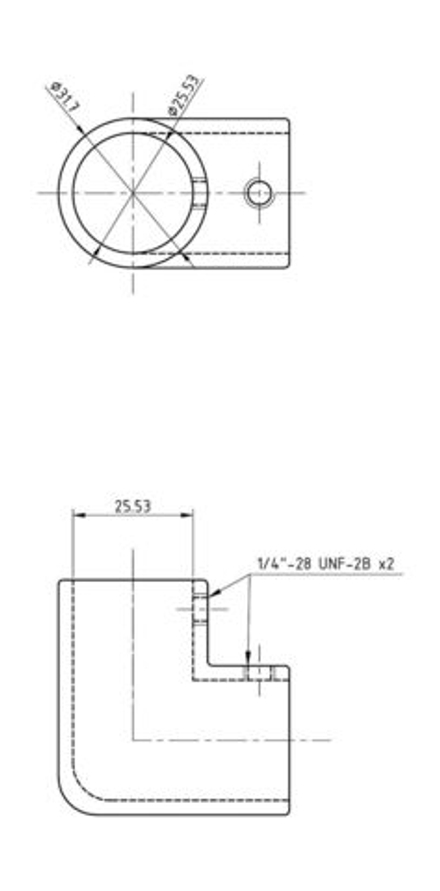 Колено леера 1"(25,4 мм), 90 град