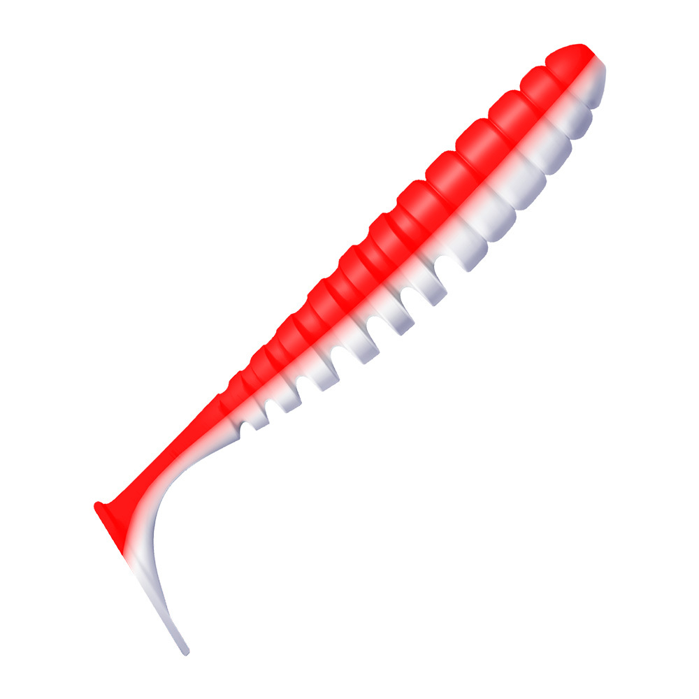 Приманка ZUB-SHAD 100мм(4")-4шт, (цвет 039) красный верх-белый низ